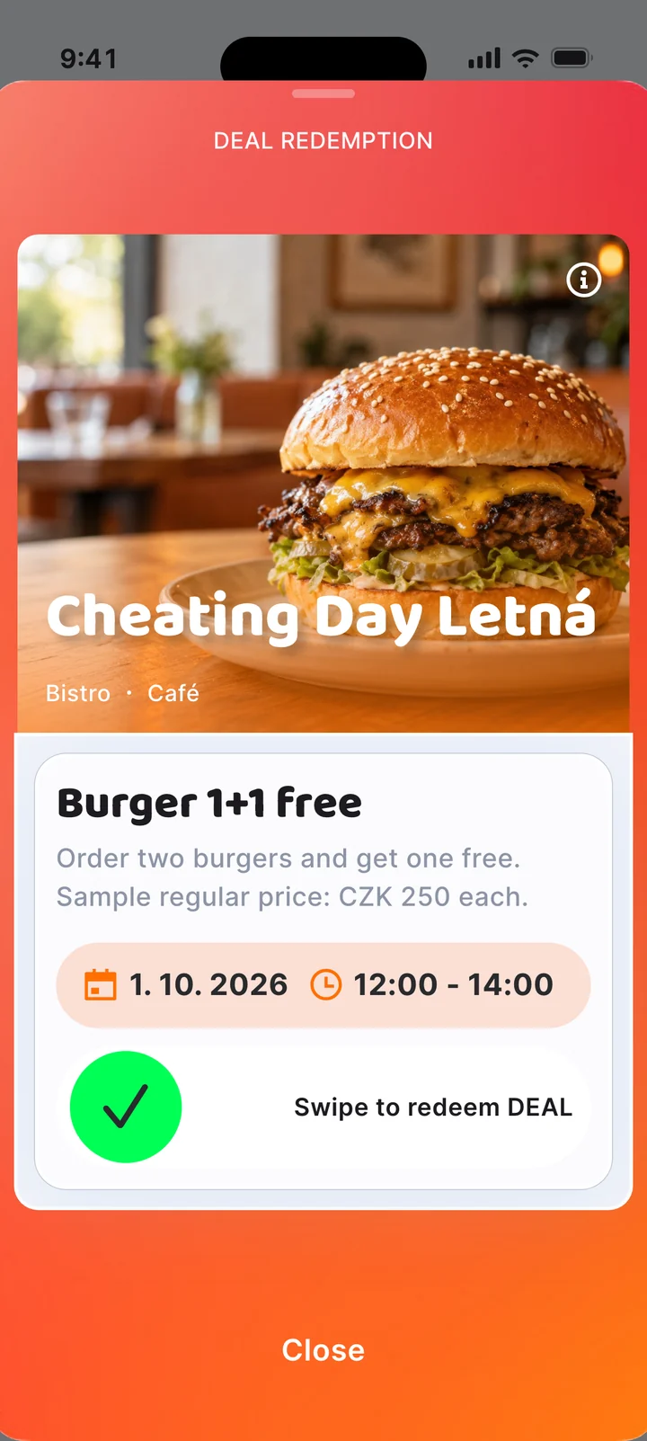 The guest swipes in front of you